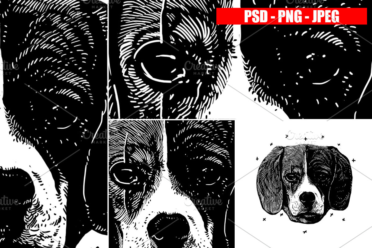 Dogs Collection Black and White Art, an Animal Illustration by Design by sebrodbrick (Photo 10 of 22)