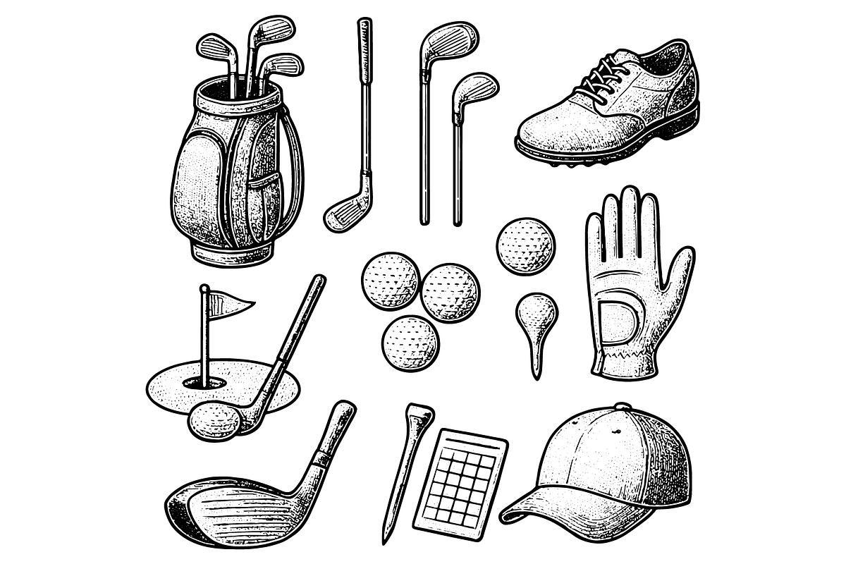 Golf Illustration Set, an Object Graphic by RT Studio