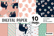 Sloth pink Digital Paper and Clipart, a Pattern Graphic by kaeselotti (Thumbnail 1 of 5)
