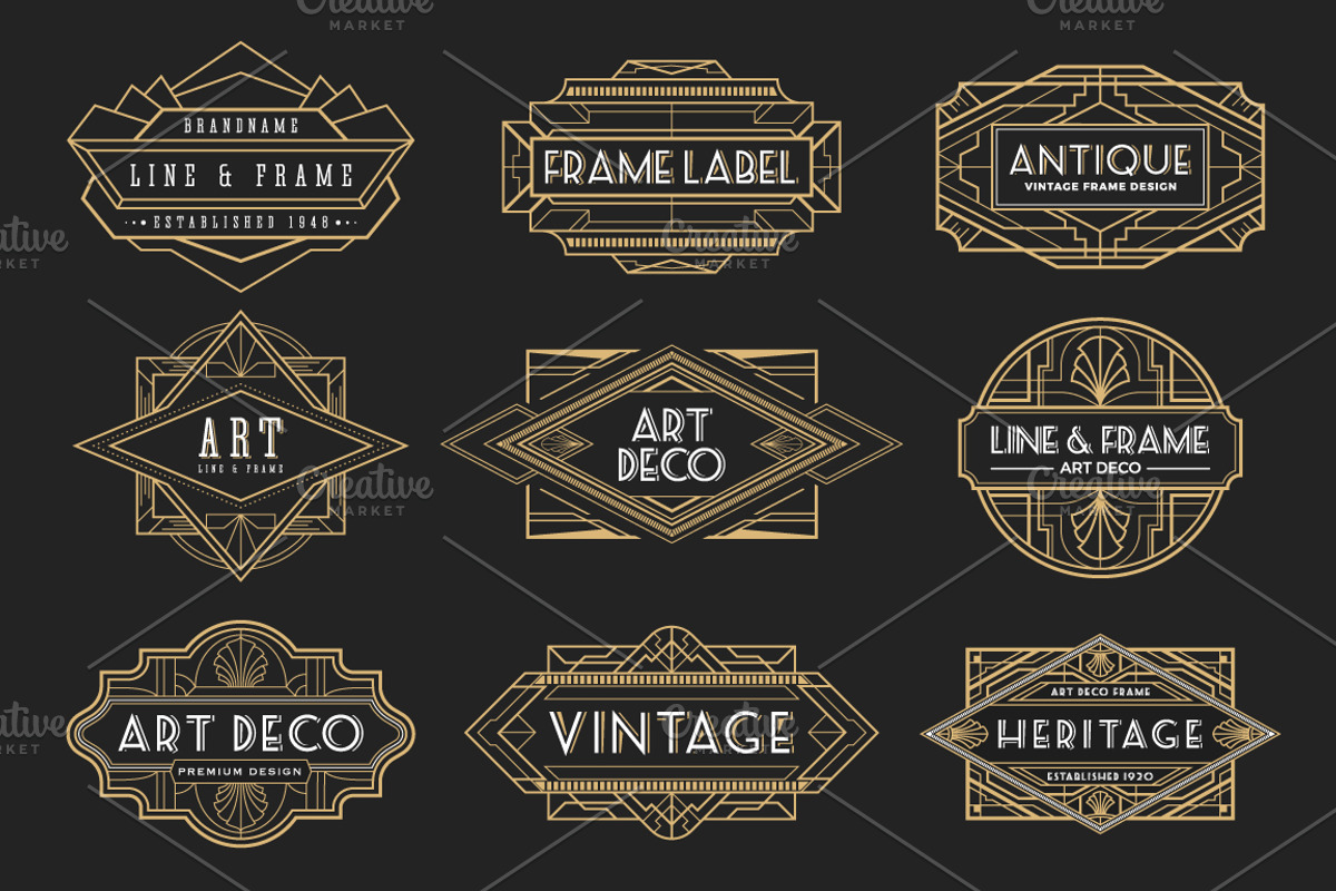 20 ArtDeco Badges & Frames, a Decorative Illustration by Raftel (Photo 3 of 4)