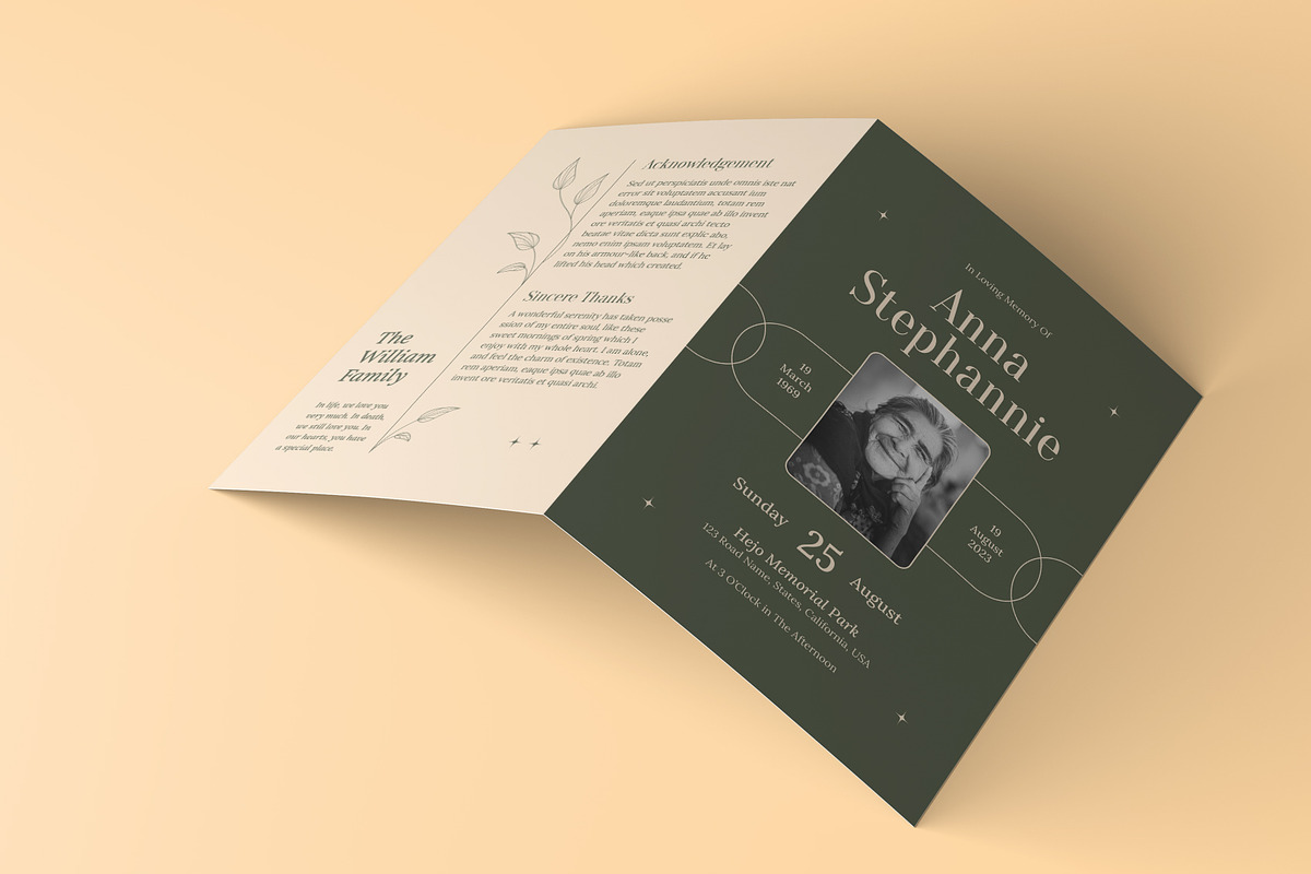 Vintage Minimal Funeral Program, a Brochure Template by Neermana (Photo 2 of 4)