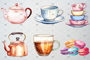 Watercolor Tea Party Clipart, 65 PNG, an Illustration by CropUp Creative (Thumbnail 2 of 5)