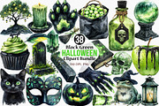 Black Green Halloween Clipart Bundle, an Illustration by Canvas Craft (Thumbnail 1 of 8)