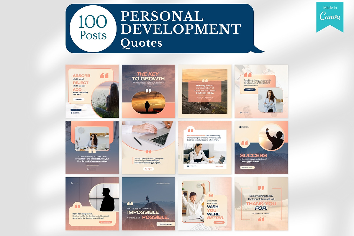 Personal Development Canva Templates, a Social Media Template by Viral Content Design (Photo 3 of 14)