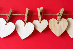 Wooden Hearts Hanging on Rustic Rope, a Holiday Photo by Davizro's Market