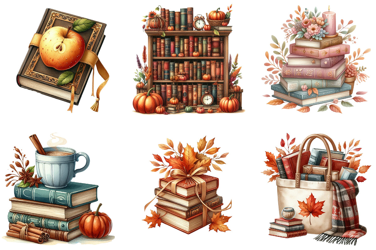 Autumn Books Sublimation Clipart Bun, an Illustration by DreamArtGraphic (Photo 3 of 4)