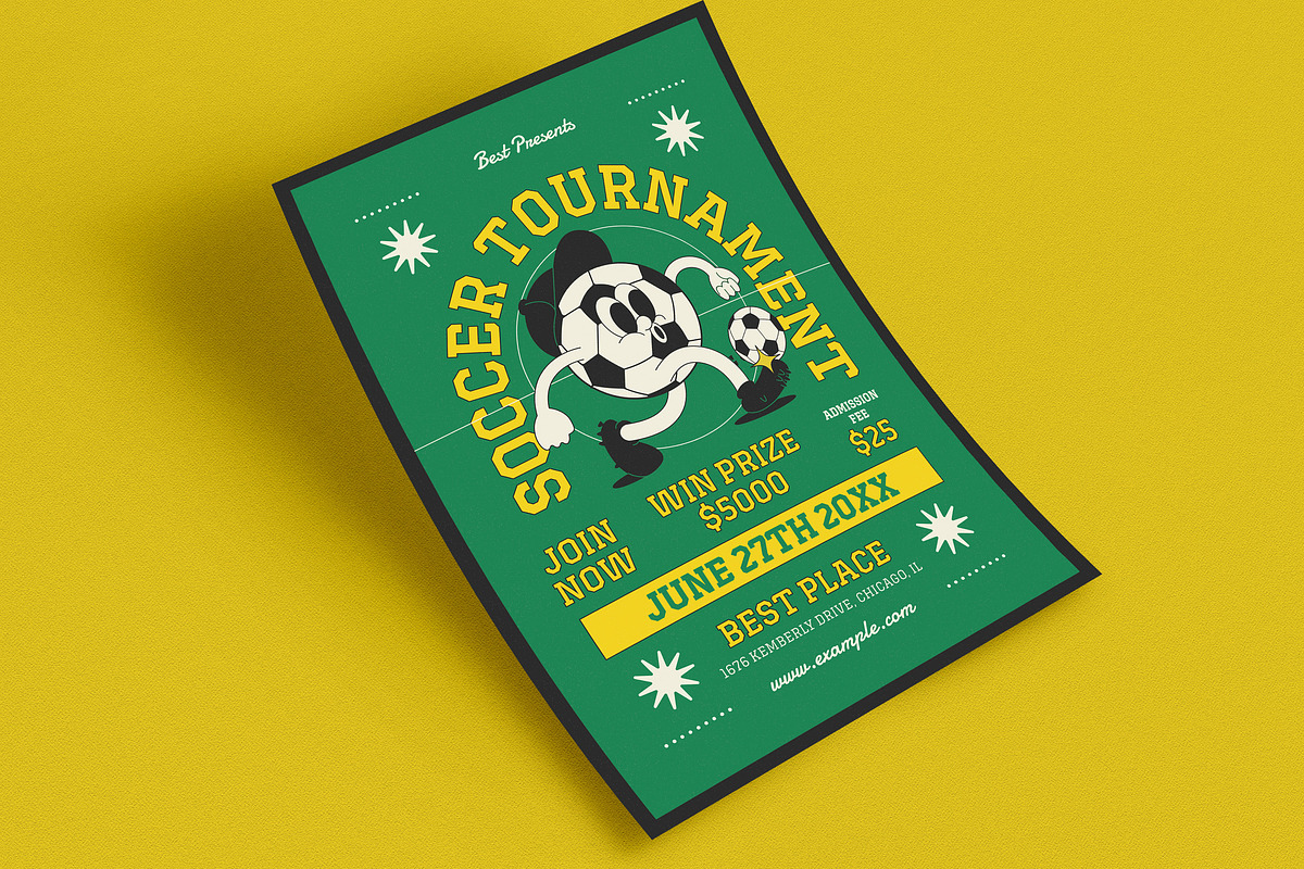 Retro Trendy Soccer Tournament Flyer, a Flyer Template by Guuver (Photo 3 of 3)