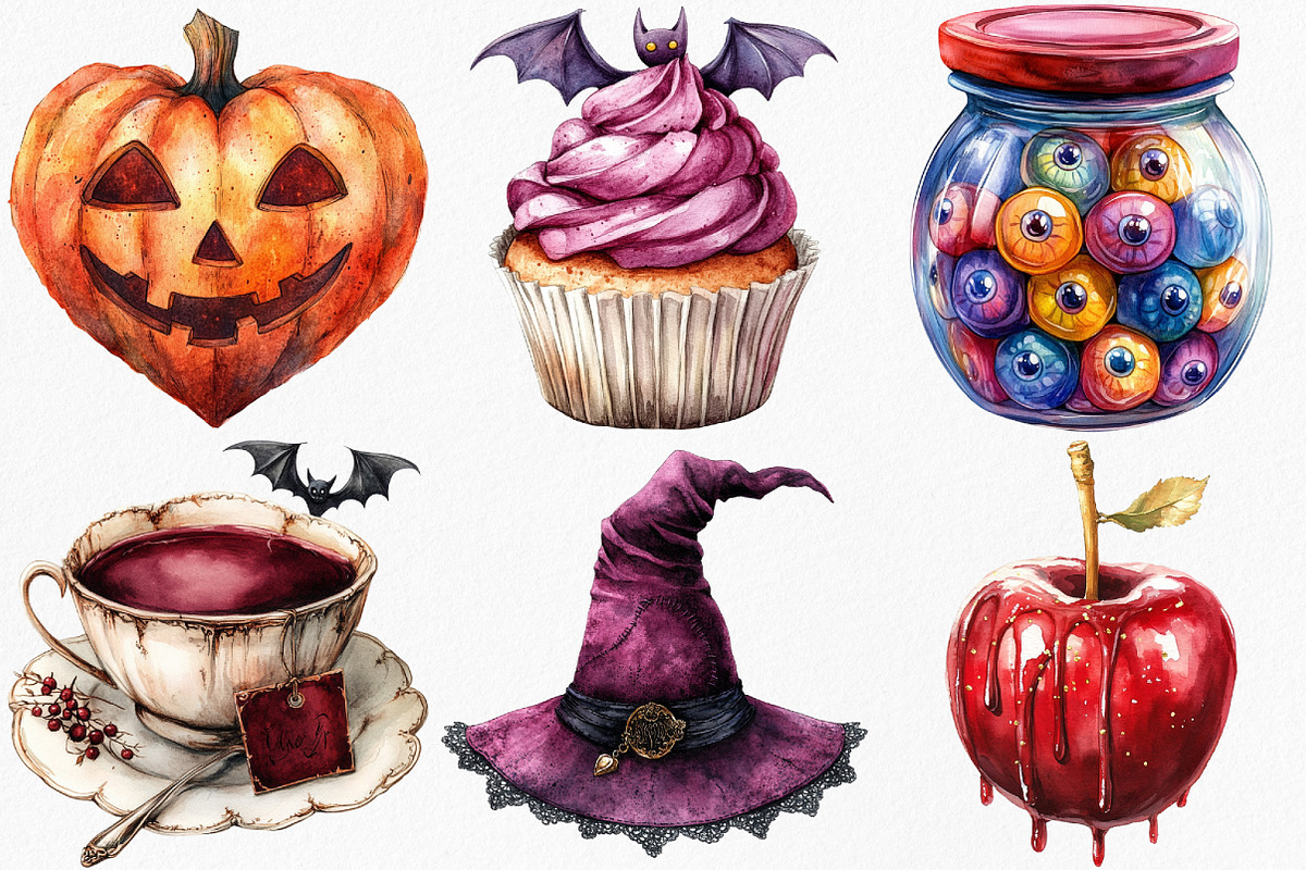 Watercolor Burgundy Halloween, an Illustration by Canvas Craft (Photo 4 of 8)