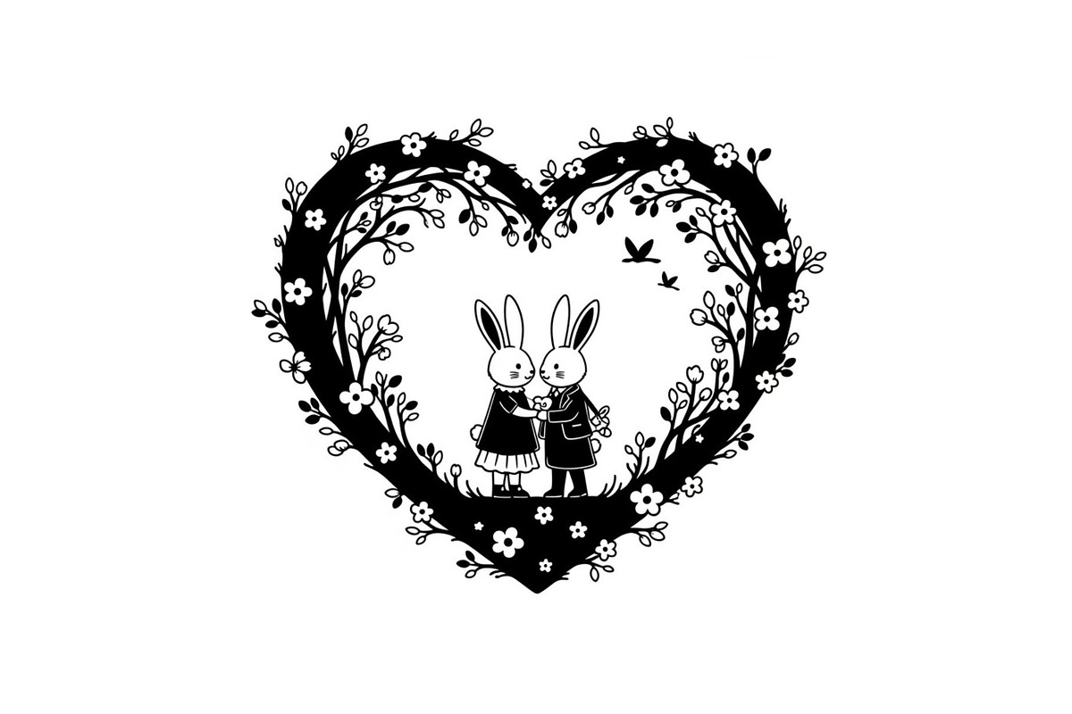 Cute Bunny Love Silhouette Icons, an Illustration by Creativeshirt (Photo 20 of 51)