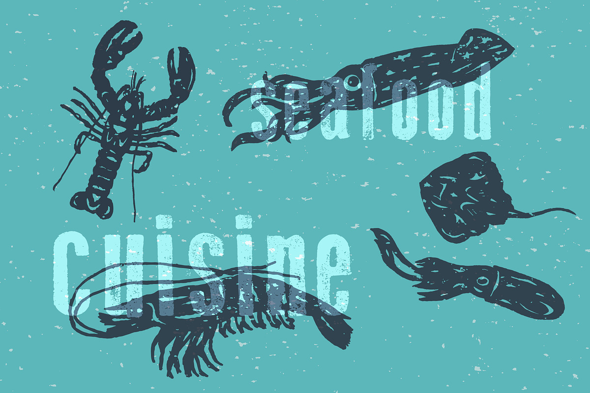 Hand-drawn fish vectors, a Food Illustration by Guerillacraft (Photo 5 of 5)