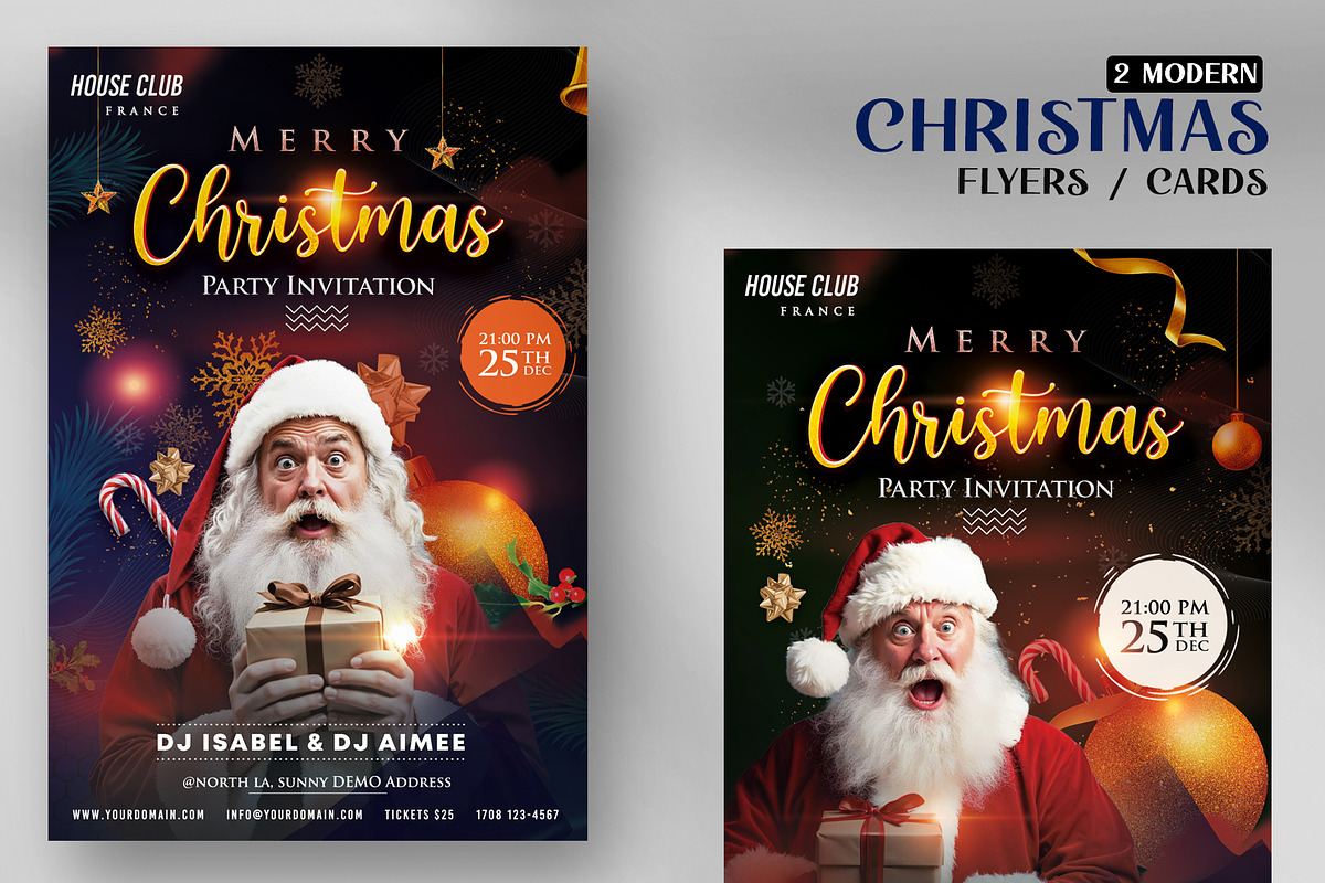 Merry Christmas Flyer Card Template, a Flyer Template by PixelsDesign (Photo 1 of 3)