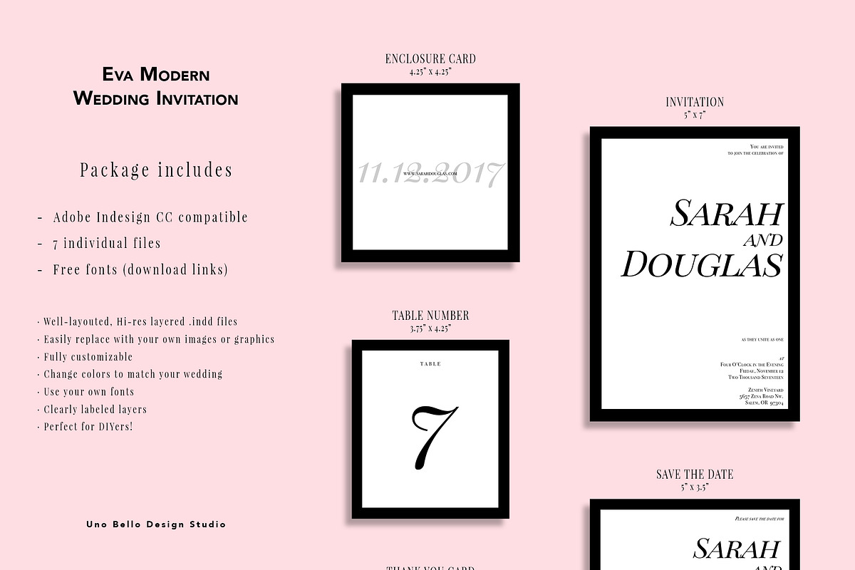 Eva Modern Wedding Stationery, an Invitation Template by Uno Bello Design Studio (Photo 5 of 5)