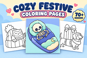 Cozy Festive Coloring Pages Vol. 3, a Seasonal Illustration by Inkivelle Studio