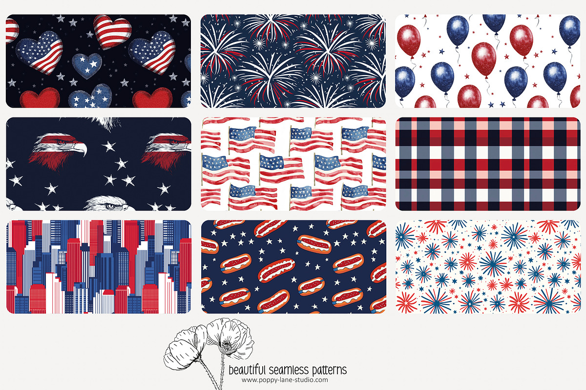 80 Independence Day seamless pattern, a Pattern Graphic by Poppy Lane Studio (Photo 7 of 11)
