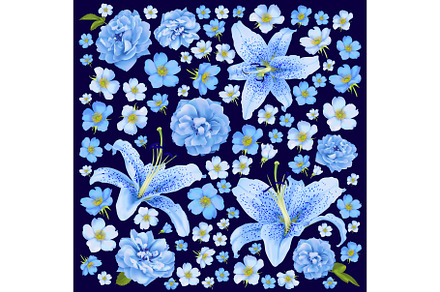 rose and lily wedding invittion. vector card.