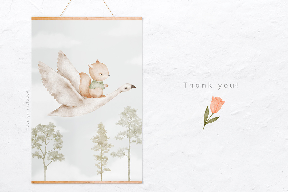 OVER THE MOUNTAINS watercolor set, an Animal Illustration by erasovas (Photo 8 of 8)