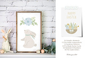 Easter BUNNY clipart & pattern, an Animal Illustration by polikarpovaart (Thumbnail 2 of 10)