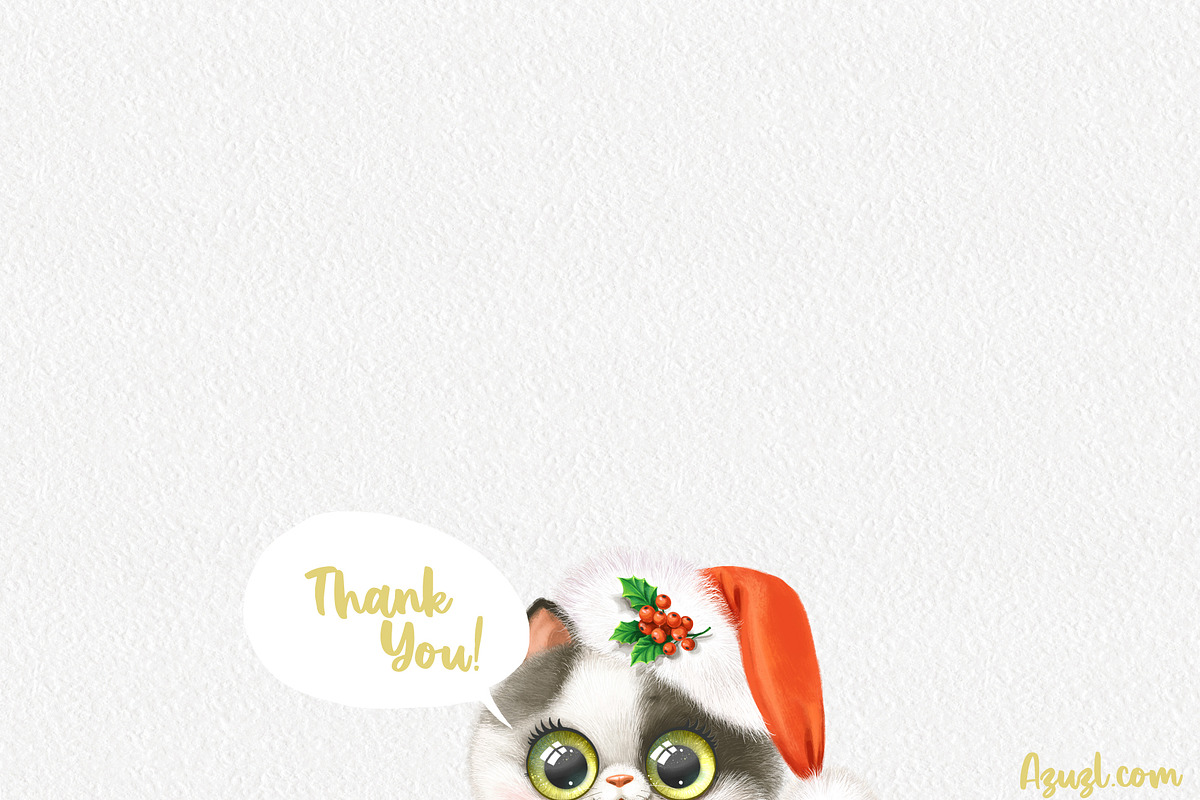 Cute grey kitten in Santa cap, an Animal Illustration by Azuzlikus (Photo 3 of 3)