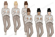 Giving Thanks Girls Clipart, a Person Illustration by GlamArtZhanna (Thumbnail 4 of 4)