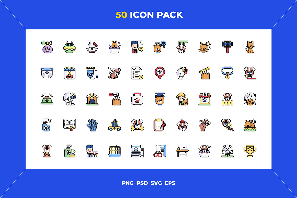 50 Pet grooming icons, an Outline Icon by Wencory