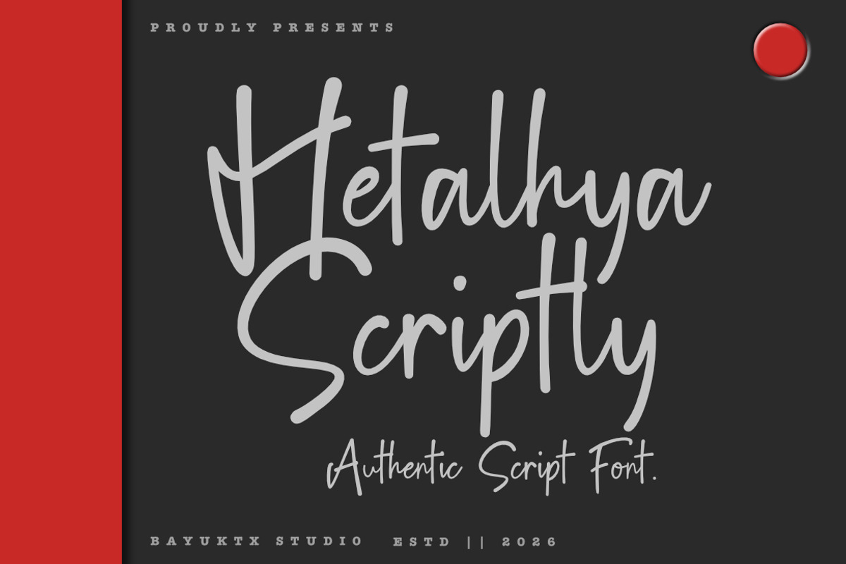 Hetalhya Scriptly – Script Font, a Script Font by Bayuktx (Photo 1 of 7)