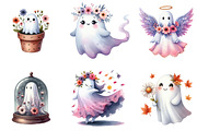 Halloween Floral Ghost Clipart, an Illustration by DreamArtGraphic (Thumbnail 3 of 5)