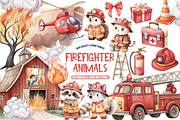 Firefighter Animals Clipart, an Animal Illustration by TatiMockup (Thumbnail 1 of 7)
