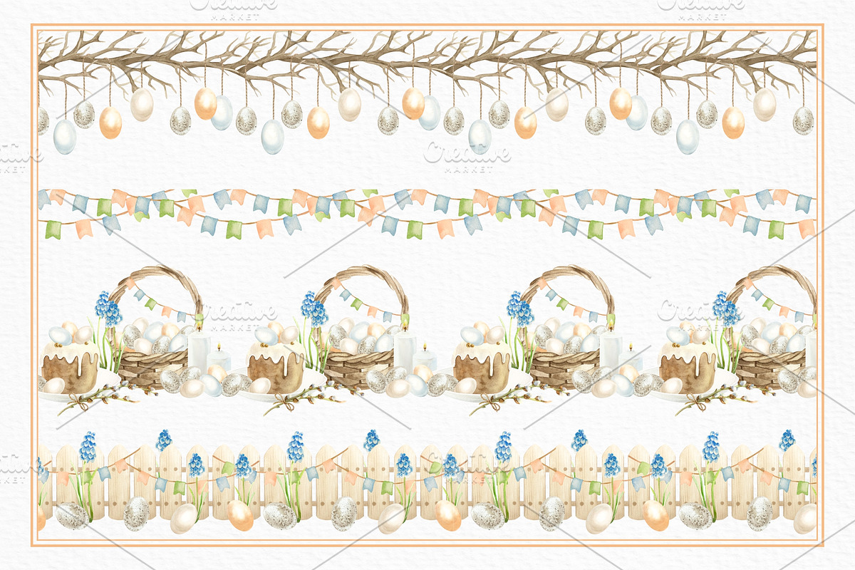 Whimsical Easter. Watercolor clipart, a Decorative Illustration by Farida Bik (Photo 10 of 14)