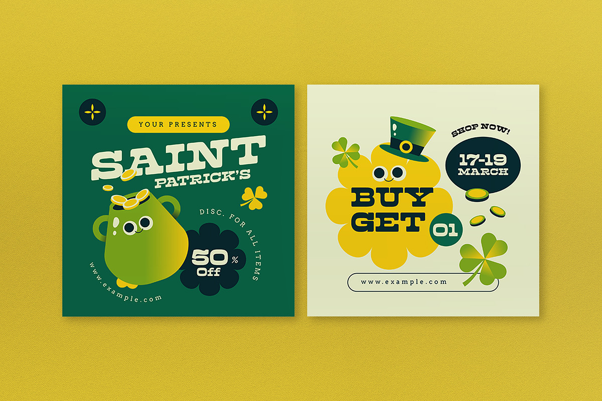 Green Cartoon St Patrick Sale Banner, an UI Kit Template by graphicook (Photo 4 of 5)