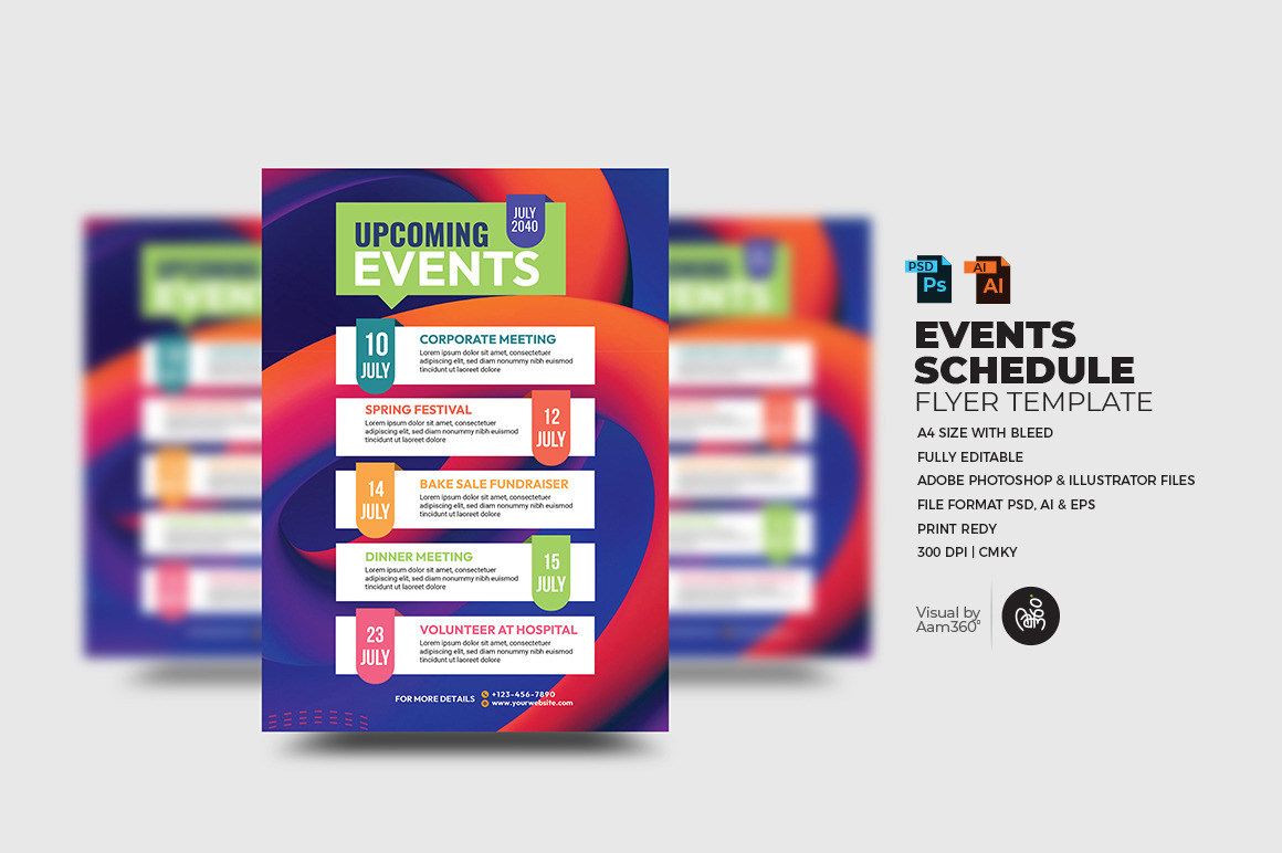 Events Schedule Flyer Template, a Flyer Template by Aam360