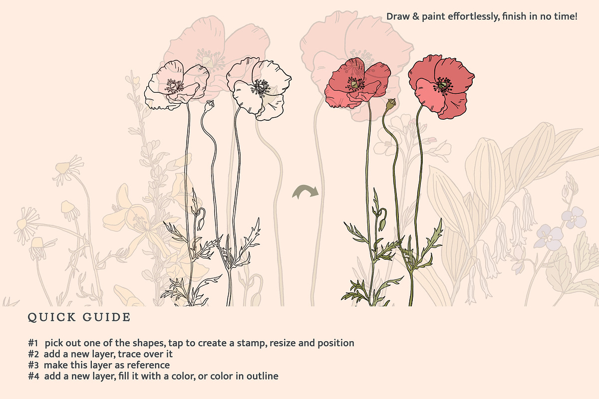 Procreate Stamps Wildflowers, a Brush Add-On by Pink Studio Art
