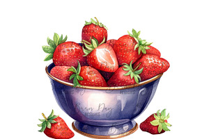 Watercolor Flavorful Strawberries