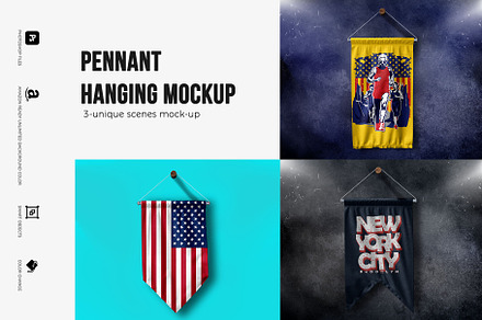 Flag Pennant Hanging Mock-up