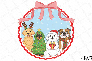 Christmas Dogs Lover Hand-Drawn Fram, an Illustration by DreamPrint404