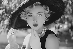 Classy Vintage Lady Black and White, a Person Photo by k.tay