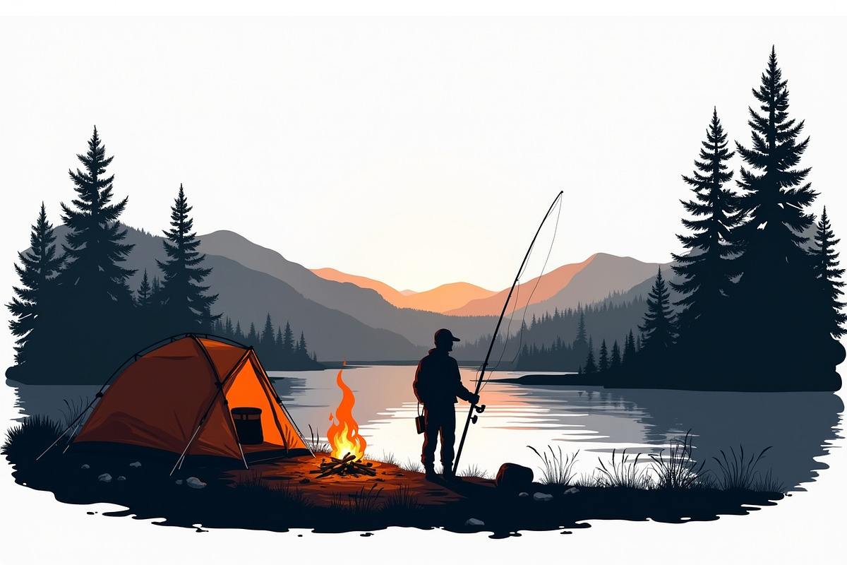 A silhouette of a man fishing, an Illustration by Amazin_art (Photo 4 of 7)
