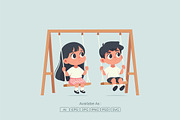 Cute Children on Playground Swing, a Person Illustration by Partikusi Design (Thumbnail 2 of 3)