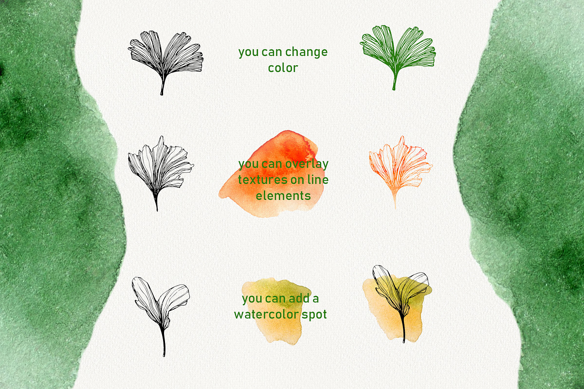 Gingko leaves floral patterns, a Pattern Graphic by Dina Guiter (Photo 4 of 14)