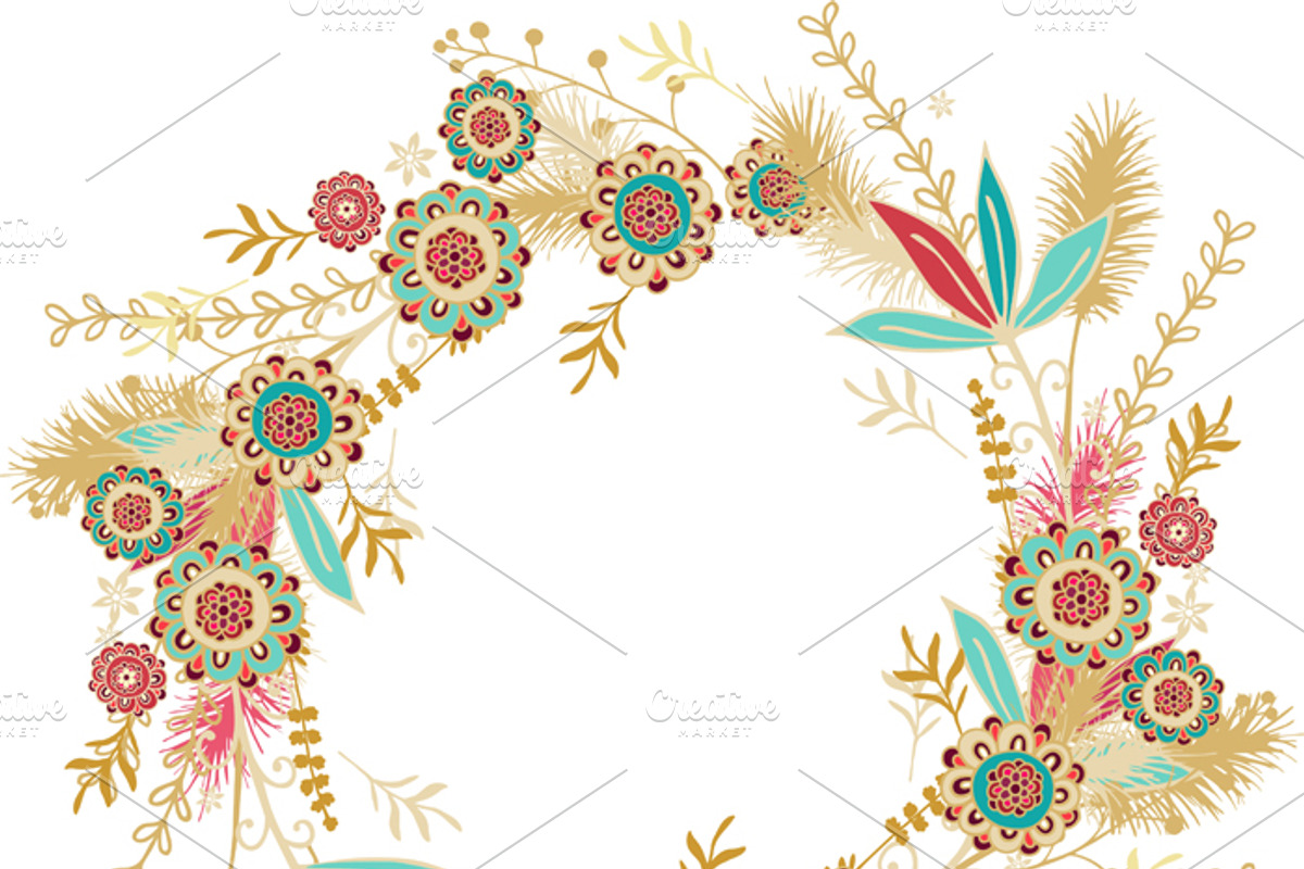 Set of floral decorative elements preview 3