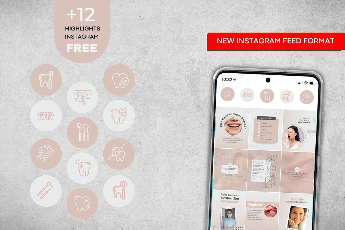 Dental Clinic Social Media Pink Pack, a Social Media Template by Gomes Web (Photo 4 of 4)