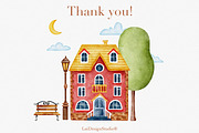 Watercolor Cute Houses Clipart, an Illustration by LuiDesignStudio (Thumbnail 5 of 5)