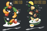 SET salad. Vector illustration, a Food Illustration by AKOMIX (Thumbnail 4 of 9)