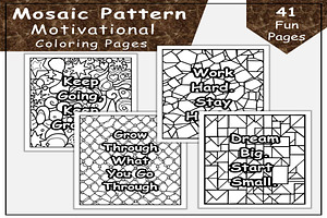 Affirmation Coloring on Mosaic BG, a Decorative Illustration by Lamia Emad