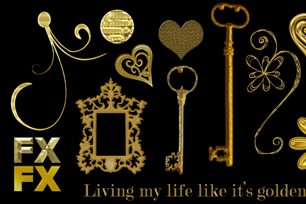 Gold Photoshop Layer Styles, a Layer Style Add-On by Posh Papers & Patterns (Photo 3 of 5)