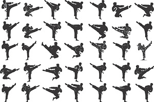 Dynamic martial arts kick silhouette, a Graphic by Amazin_art