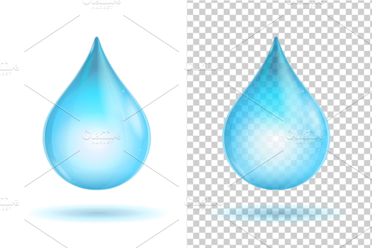 Vector water transparent drops