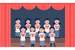 Children choir on stage. Church, a Person Illustration by LadadikArt