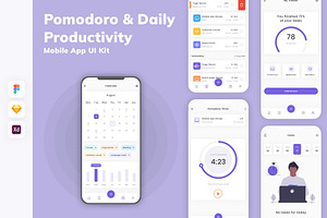 Pomodoro & Daily Productivity UI Kit