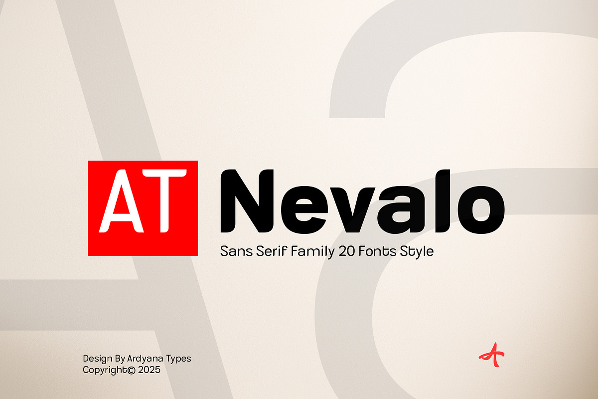 AT Nevalo, a Sans Serif Font by Ardyanatypes (Photo 1 of 12)