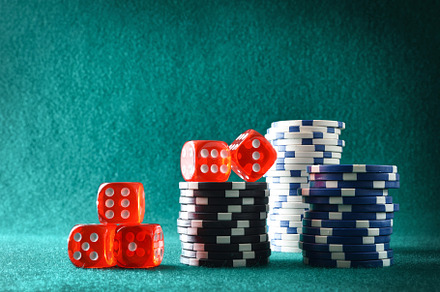 Casino craps game background with stack of chips front view, an Arts & Entertainment Photo by Davizro's Market